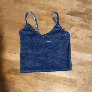 Blue velvet cami crop top